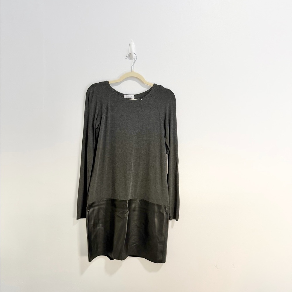 Bailey 44 Trystan Black Gray With Black Faux Leather Long Sleeve Dress - Picture 2 of 5